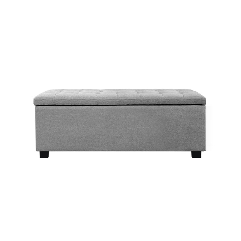 Linen Ottoman Blanket Box - 97cm - Light Grey