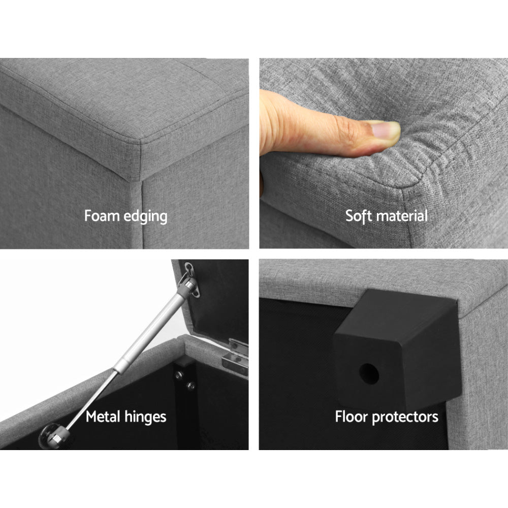 Sinclair Storage Ottoman – Grey – 97 cm