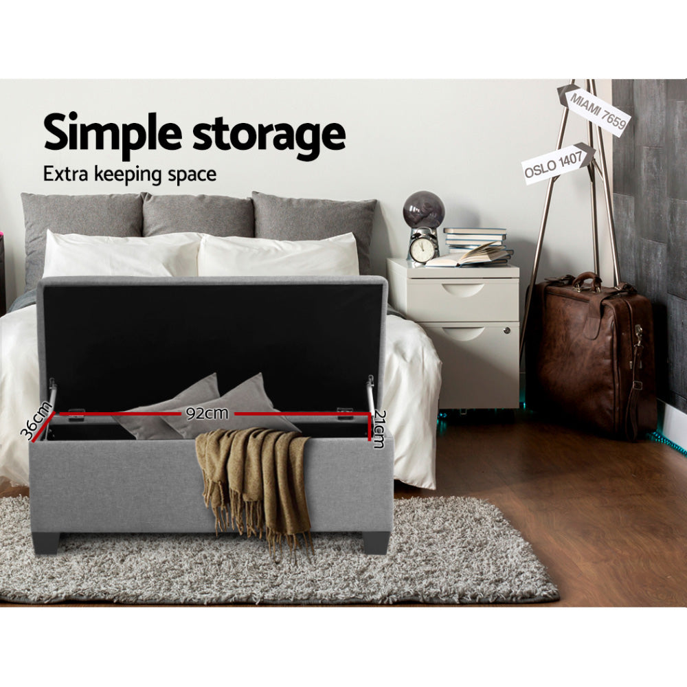 Sinclair Storage Ottoman – Grey – 97 cm