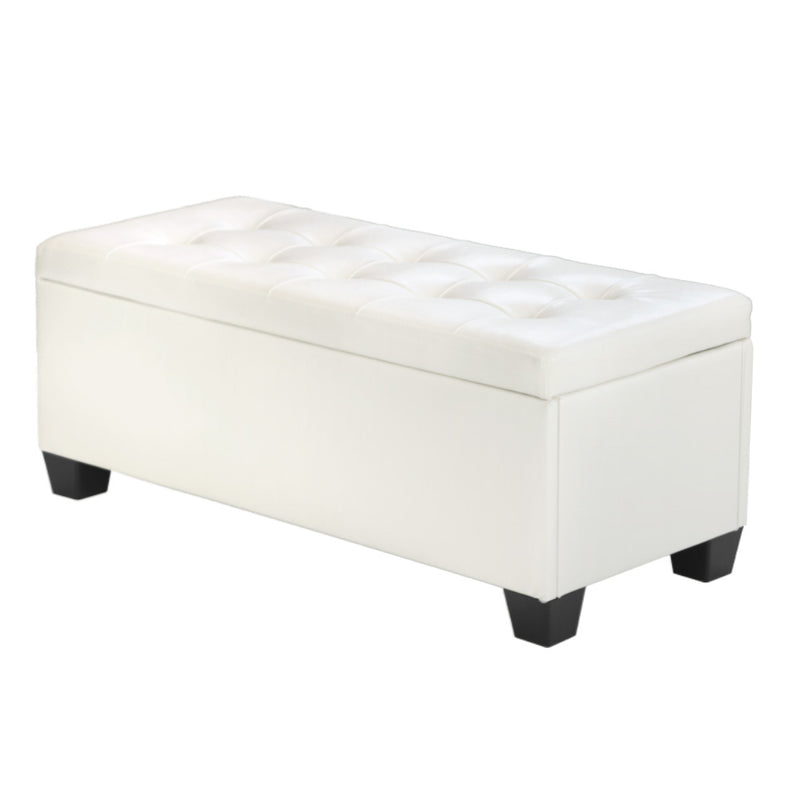 Blanket Storage Ottoman – Leather, 97cm White