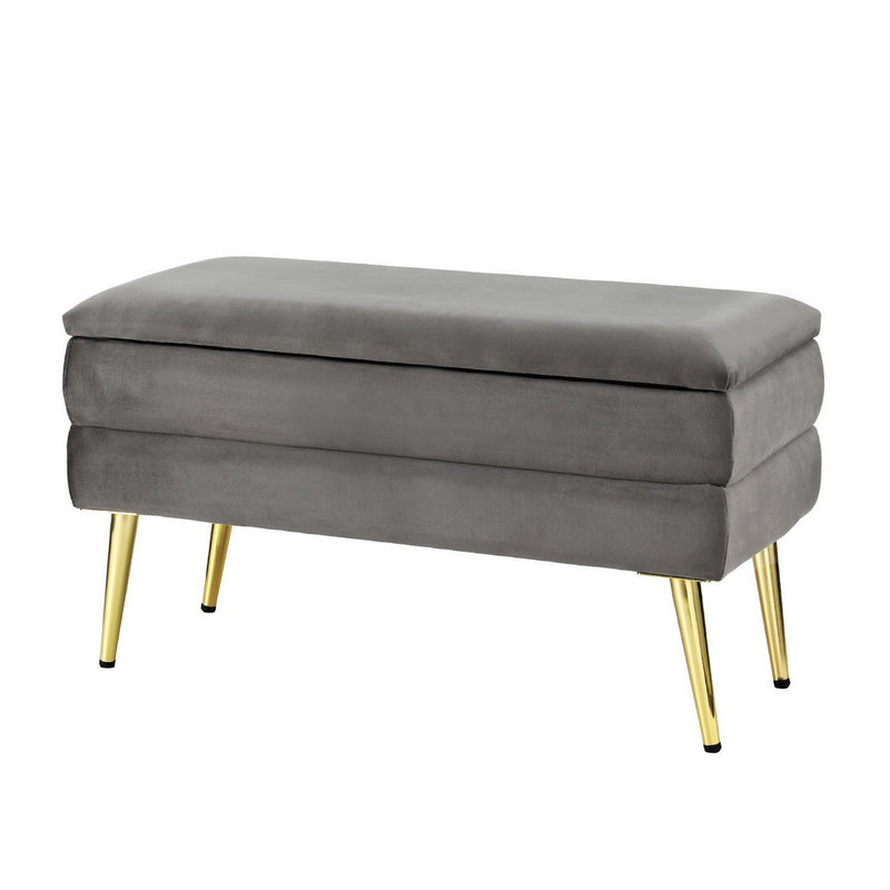 Velvet Foot Stool Storage Ottoman – Grey
