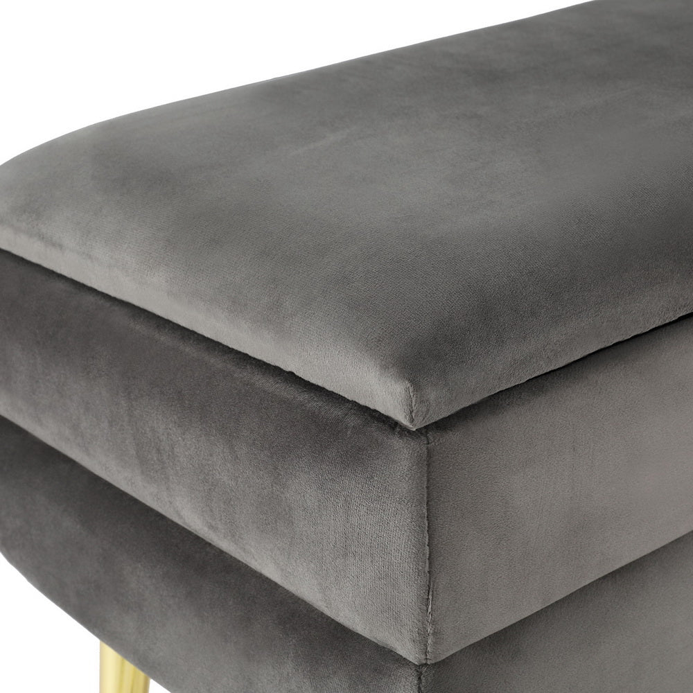 Novella Velvet Storage Ottoman – Grey – 80 cm