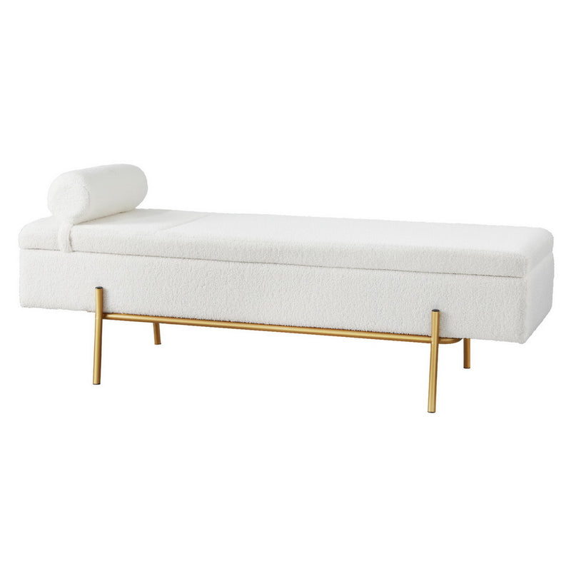 Bed Ottoman with Pillow – 140cm Boucle Fabric
