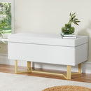 Storage Ottoman Blanket Box Criss - cross Linen White