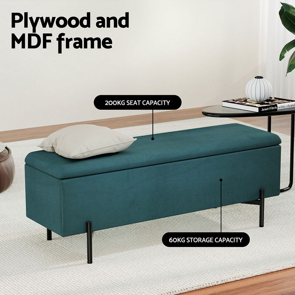 Meridia Velvet Storage Ottoman – Green – 140 cm