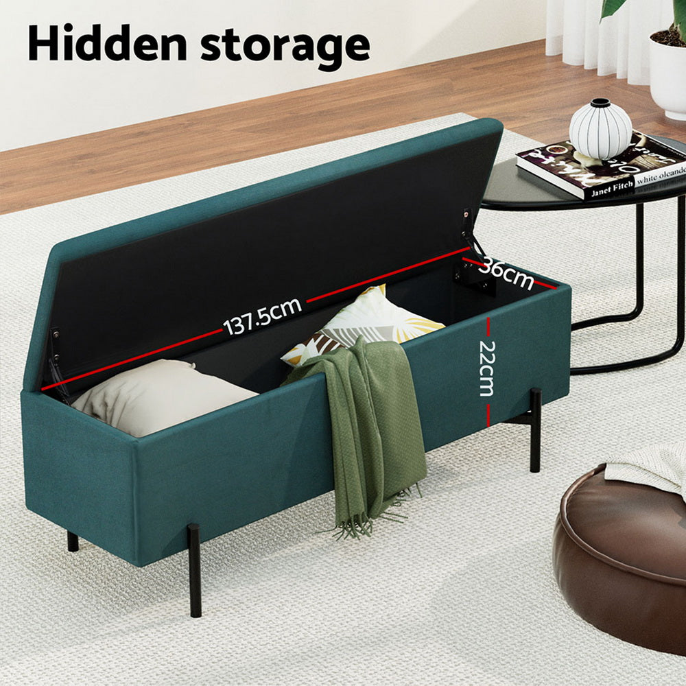 Meridia Velvet Storage Ottoman – Green – 140 cm