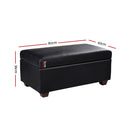 Blanket Storage Ottoman – Leather, 80cm Black
