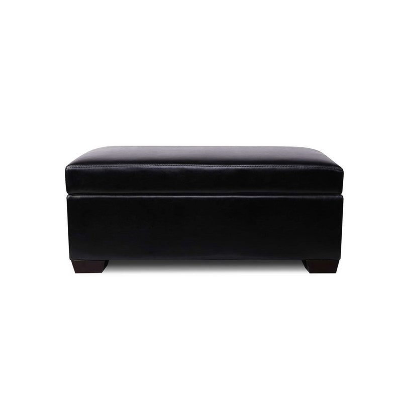 Blanket Storage Ottoman – Leather, 80cm Black