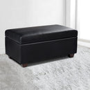 Blanket Storage Ottoman – Leather, 80cm Black