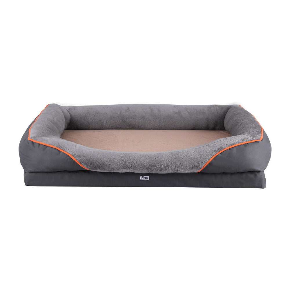 Solara Orthopedic Pet Bed – Grey & Yellow – Extra Large 120 cm