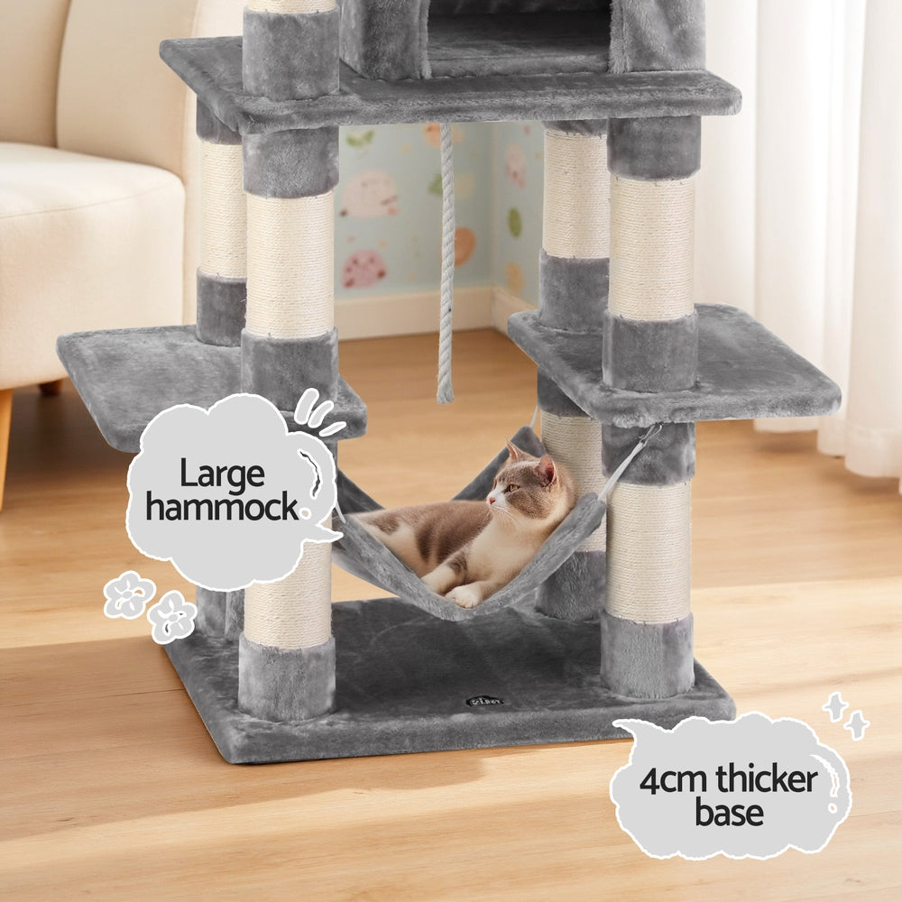 Zenith Multi-Level Cat Tree – Light Grey – 145 cm