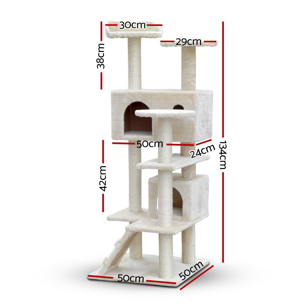 Buddy Cat Tree Condo – Beige / Cream – 134 cm