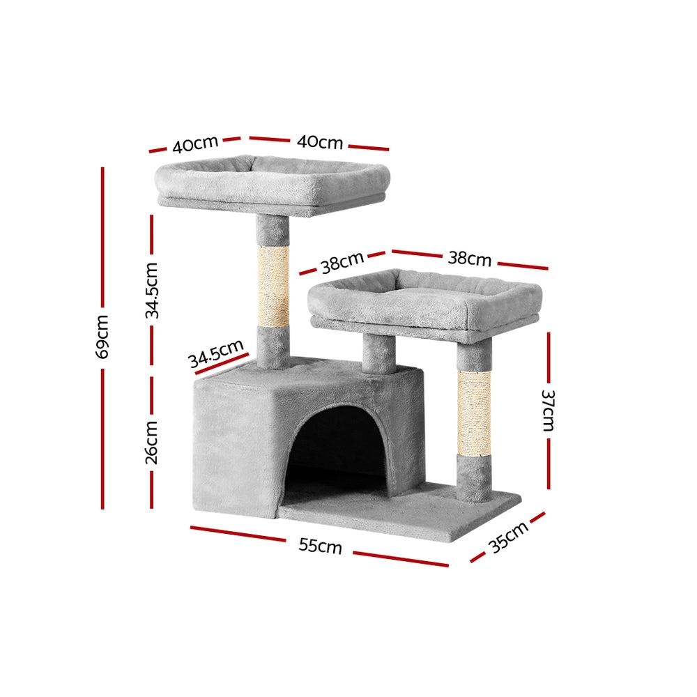 Ivy Cat Tree Tower – Light Grey – 69 cm