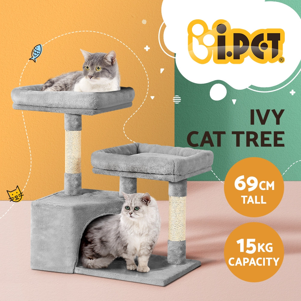 Ivy Cat Tree Tower – Light Grey – 69 cm