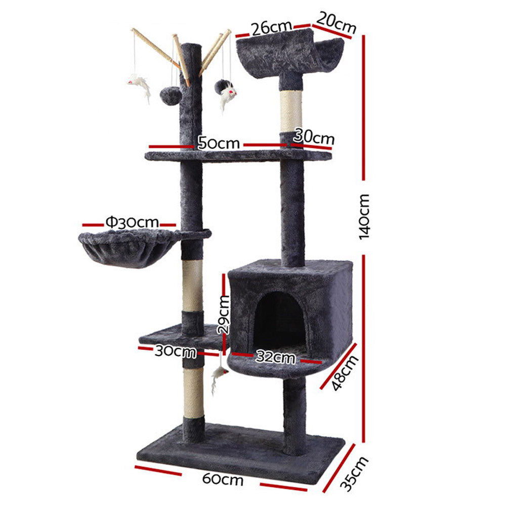 Umon Cat Tree Tower – Grey – 140 cm