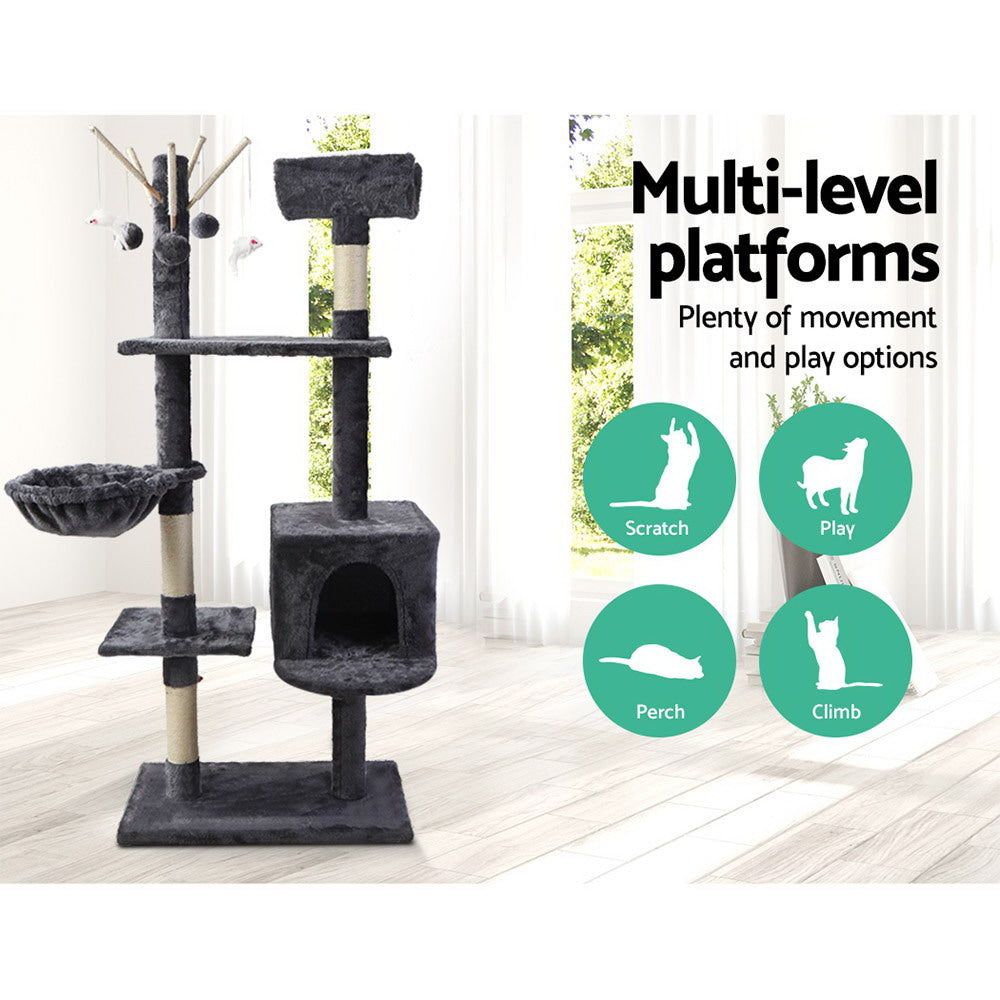 Umon Cat Tree Tower – Grey – 140 cm