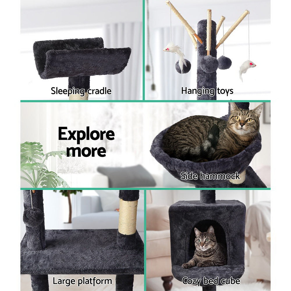 Umon Cat Tree Tower – Grey – 140 cm