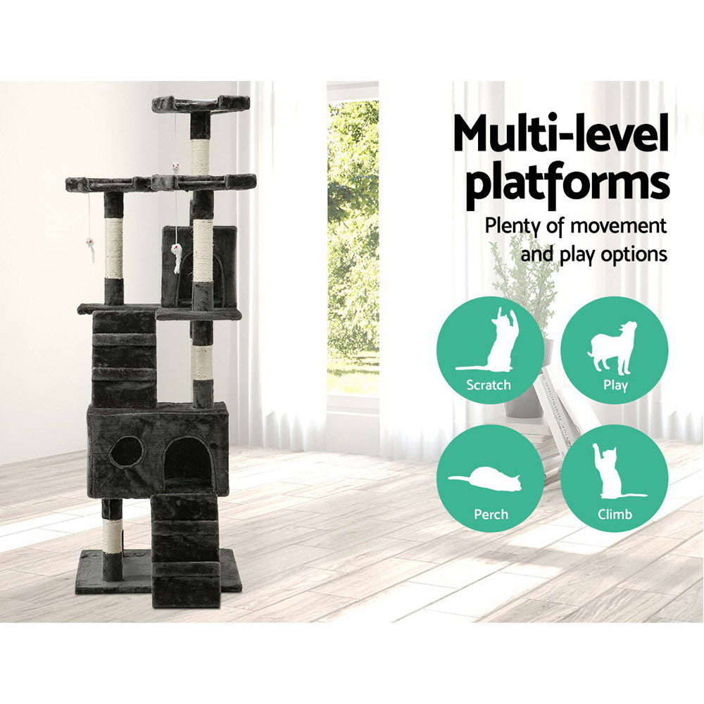 Skyline Cat Tree Tower – Grey – 180 cm