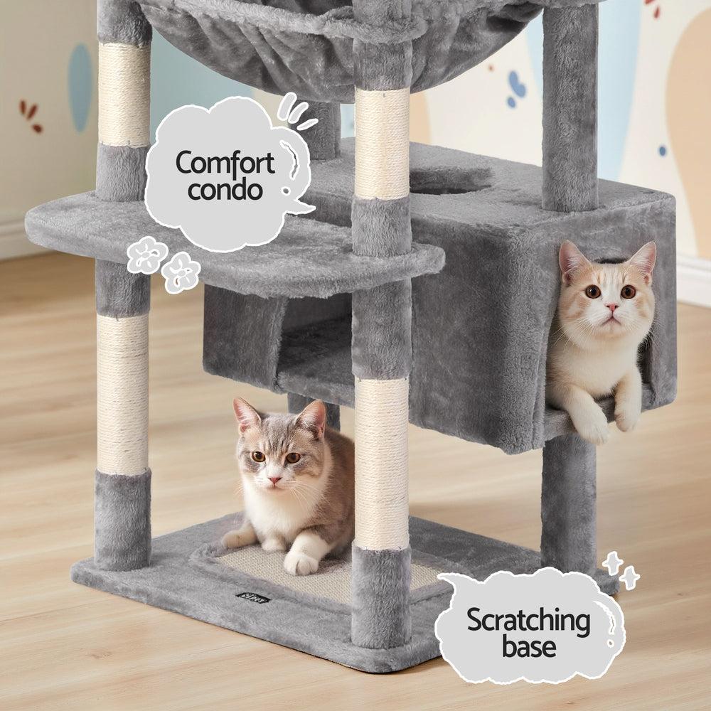 Celina Cat Tree Tower – Light Grey – 184 cm