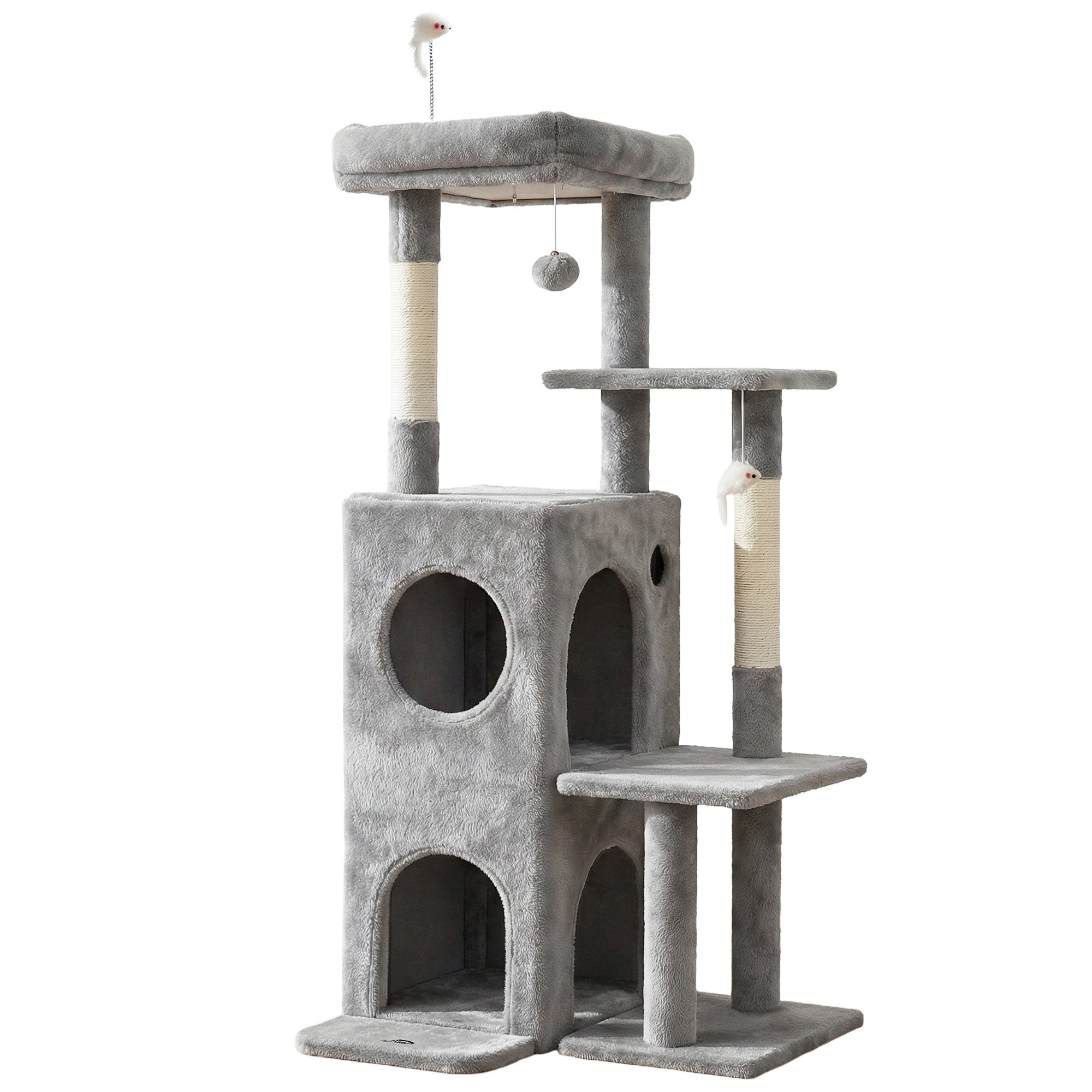 Cat Tree Tower 127cm Scratching Post Furniture Scratcher House Light Grey