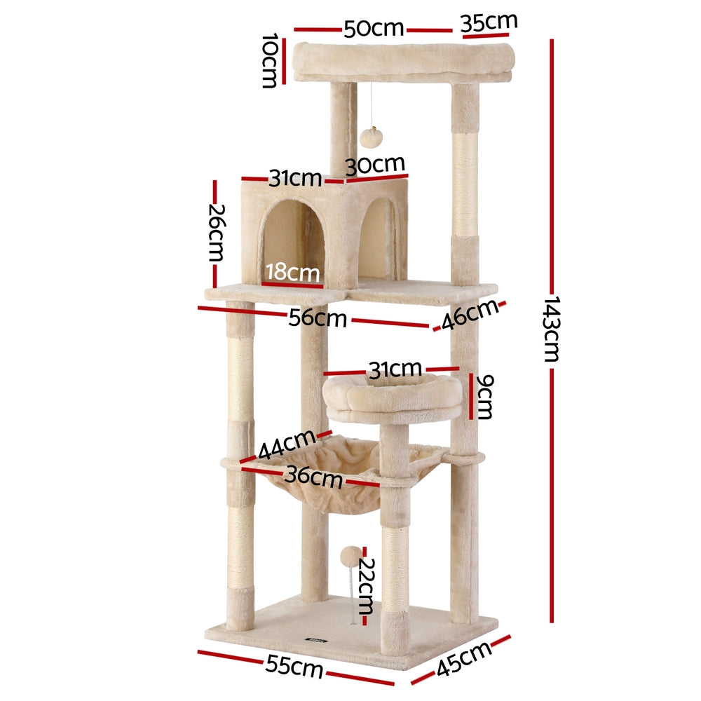 Altura Multi-Level Cat Tree – Beige – 143 cm