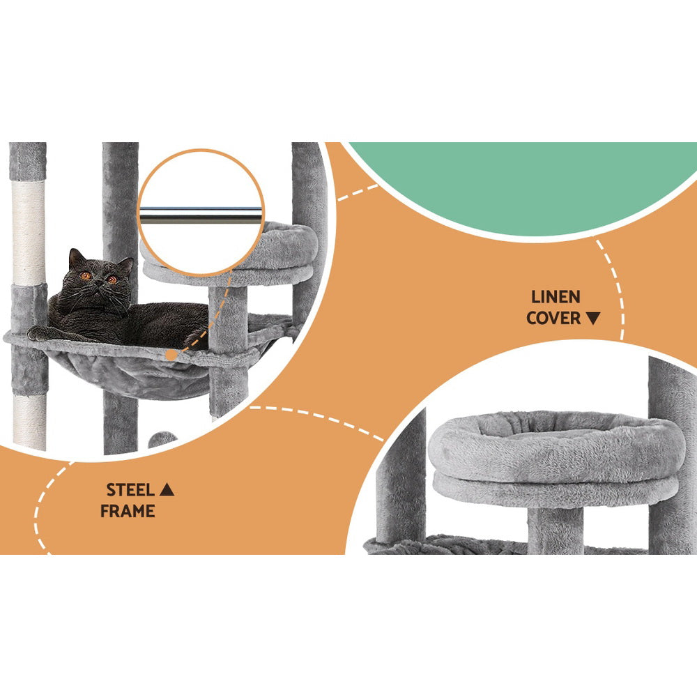 Meridian Cat Scratching Tree – Light Grey – 143 cm