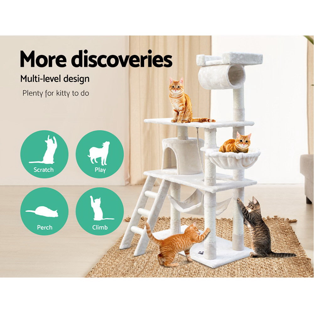 Midtown Cat Tree House – Beige / Cream – 141 cm