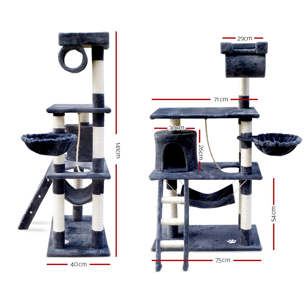 Midtown Cat Tree House – Grey – 141 cm