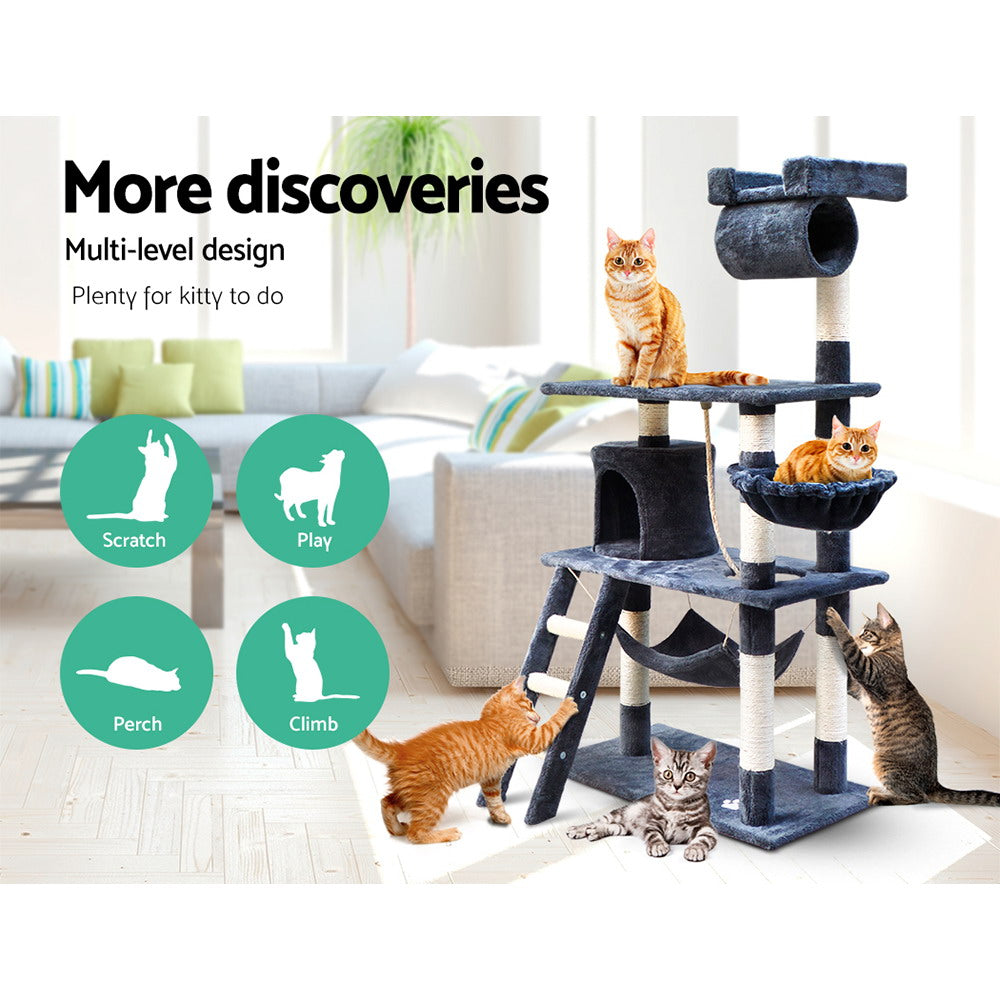 Midtown Cat Tree House – Grey – 141 cm