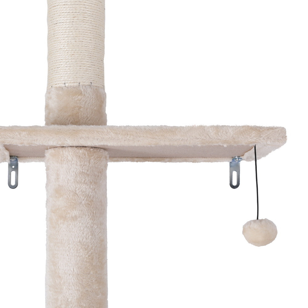 Altima Floor-to-Ceiling Cat Tree – Beige & White – 290 cm