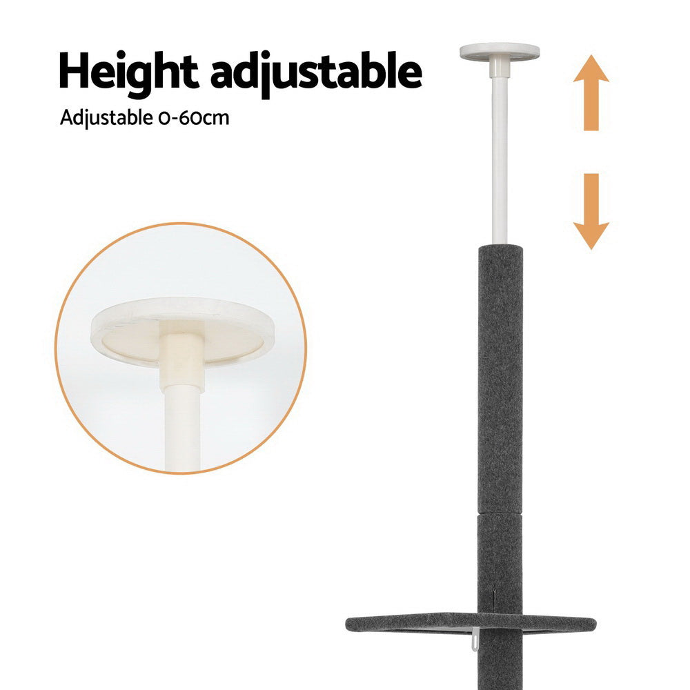 Maxima Floor-to-Ceiling Cat Tree – Grey – 290 cm