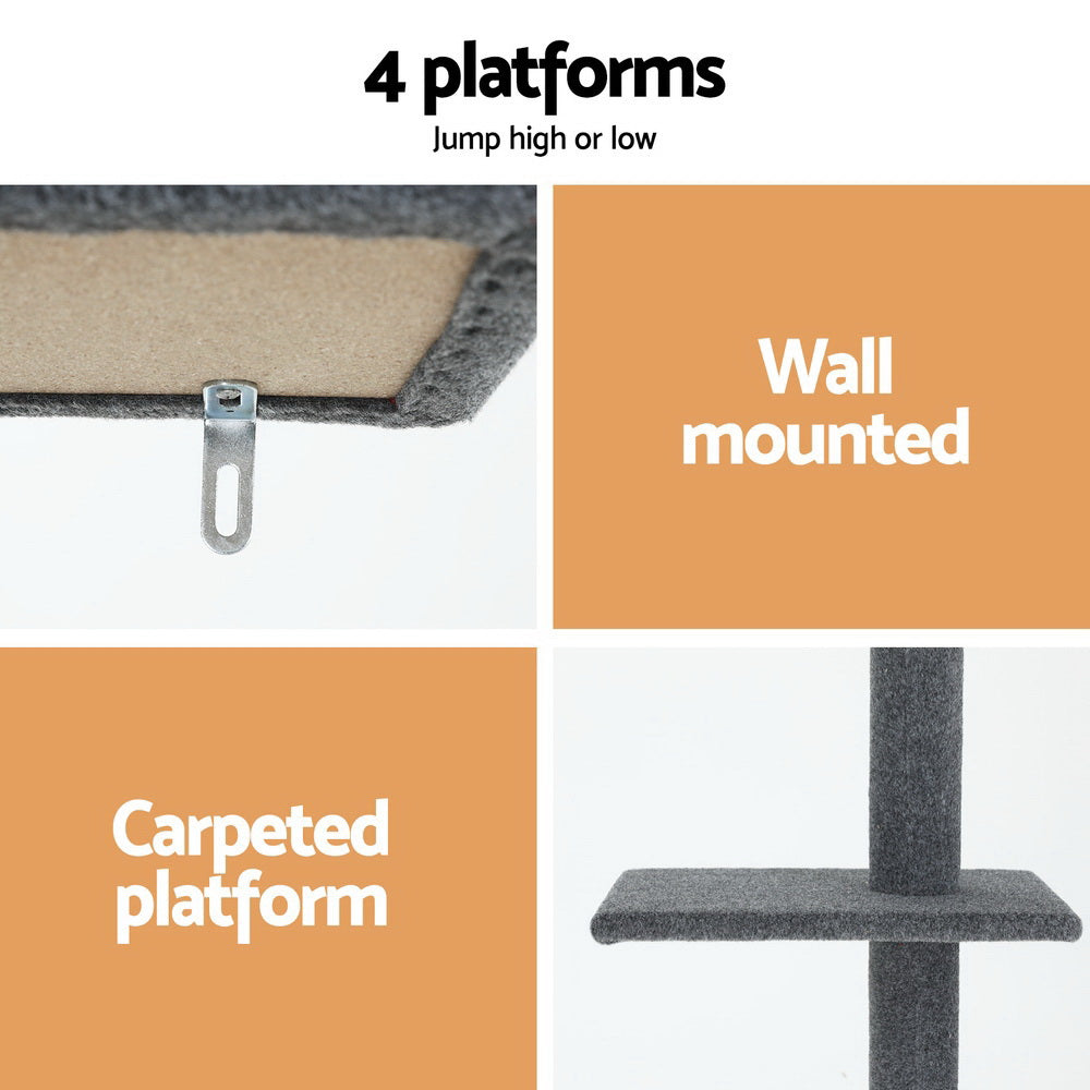 Maxima Floor-to-Ceiling Cat Tree – Grey – 290 cm