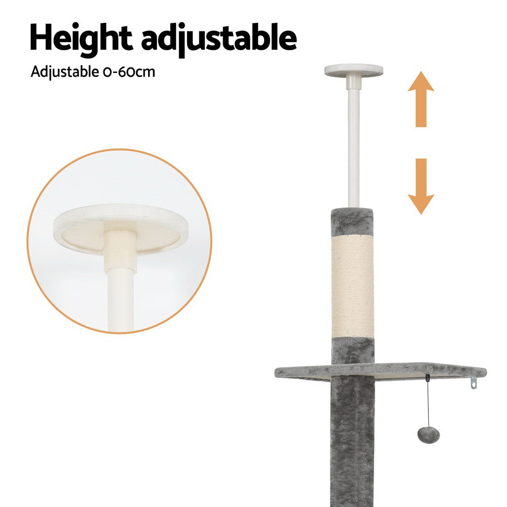 Zenith Floor-to-Ceiling Cat Tree – Grey & White – 290 cm