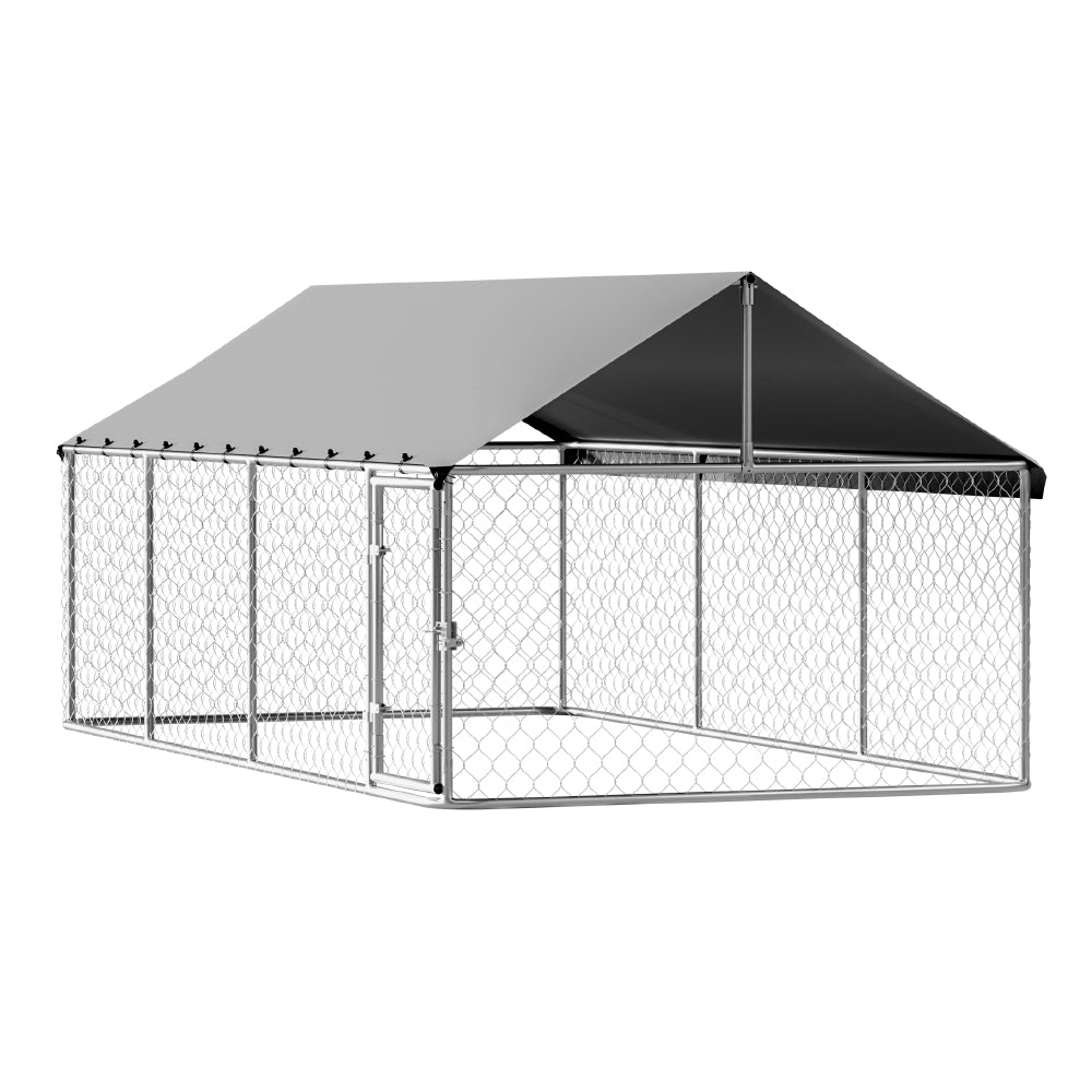 Maximus Outdoor Dog Kennel – Silver – XL 2m x 4m