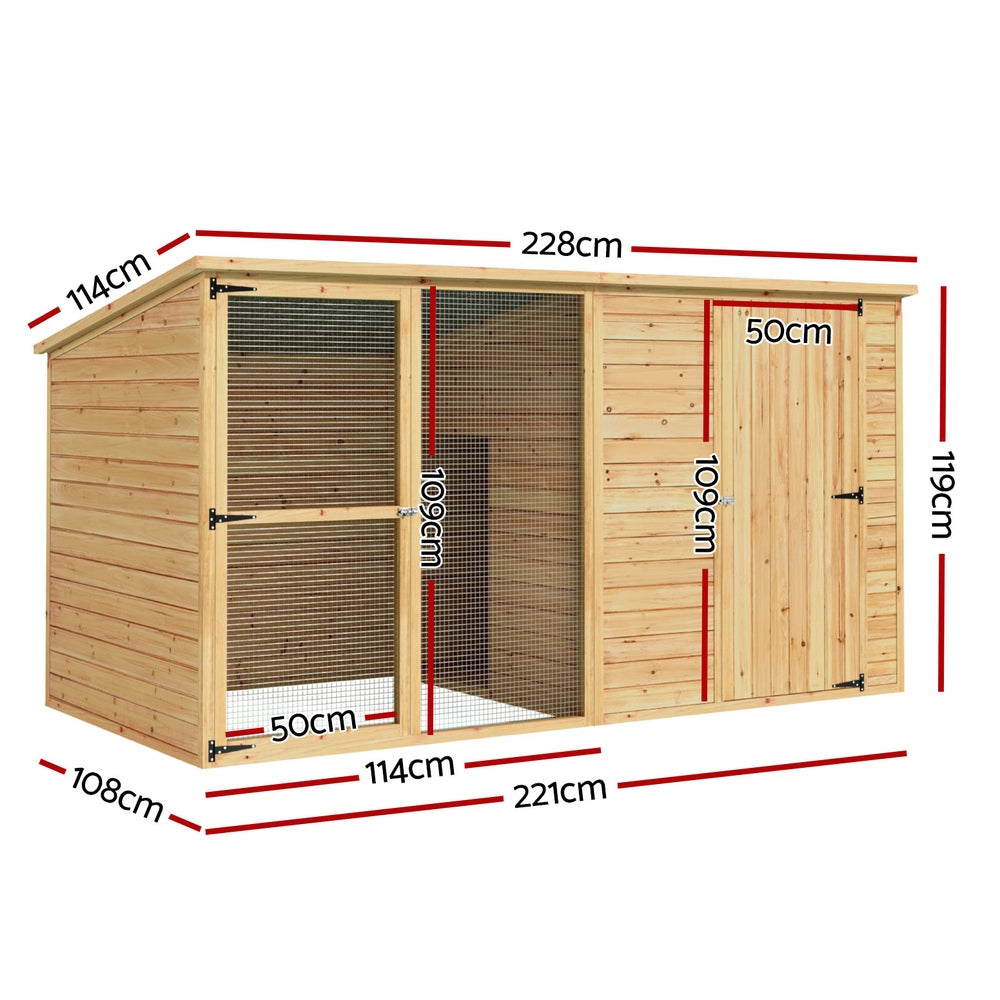 Thornton Extra Large Wooden Dog Kennel – Natural – 228cm