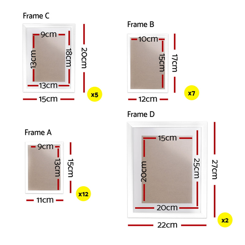 Photo Frames Art Holder - Assorted Sizes - White