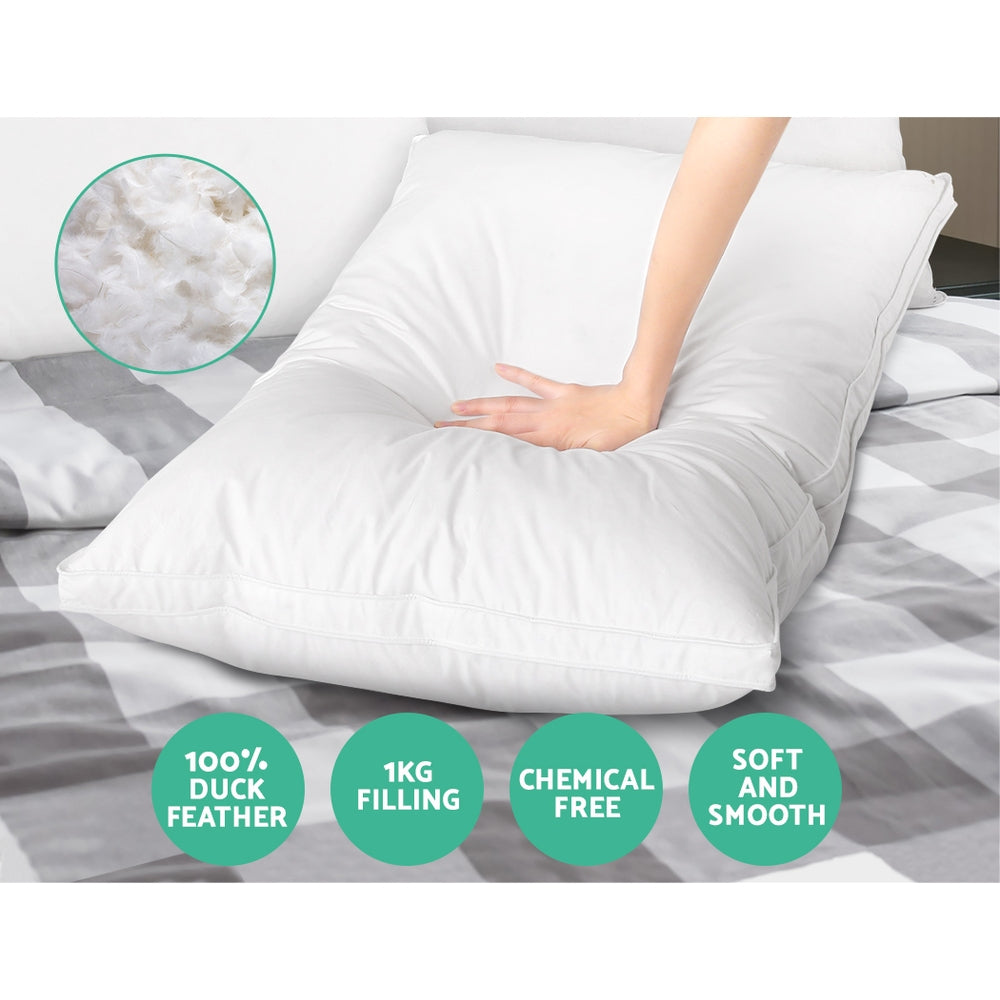 Nara Duck Feather Pillows – White – Set of 2