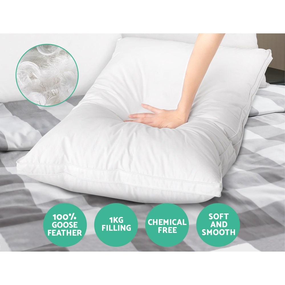 Celestial Goose Feather Down Pillows – White – Twin Pack