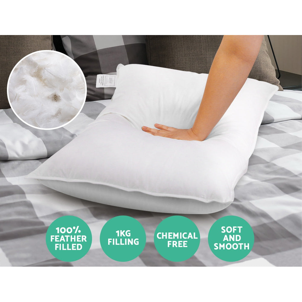 Avalon Goose Feather Pillows – White – Set of 2
