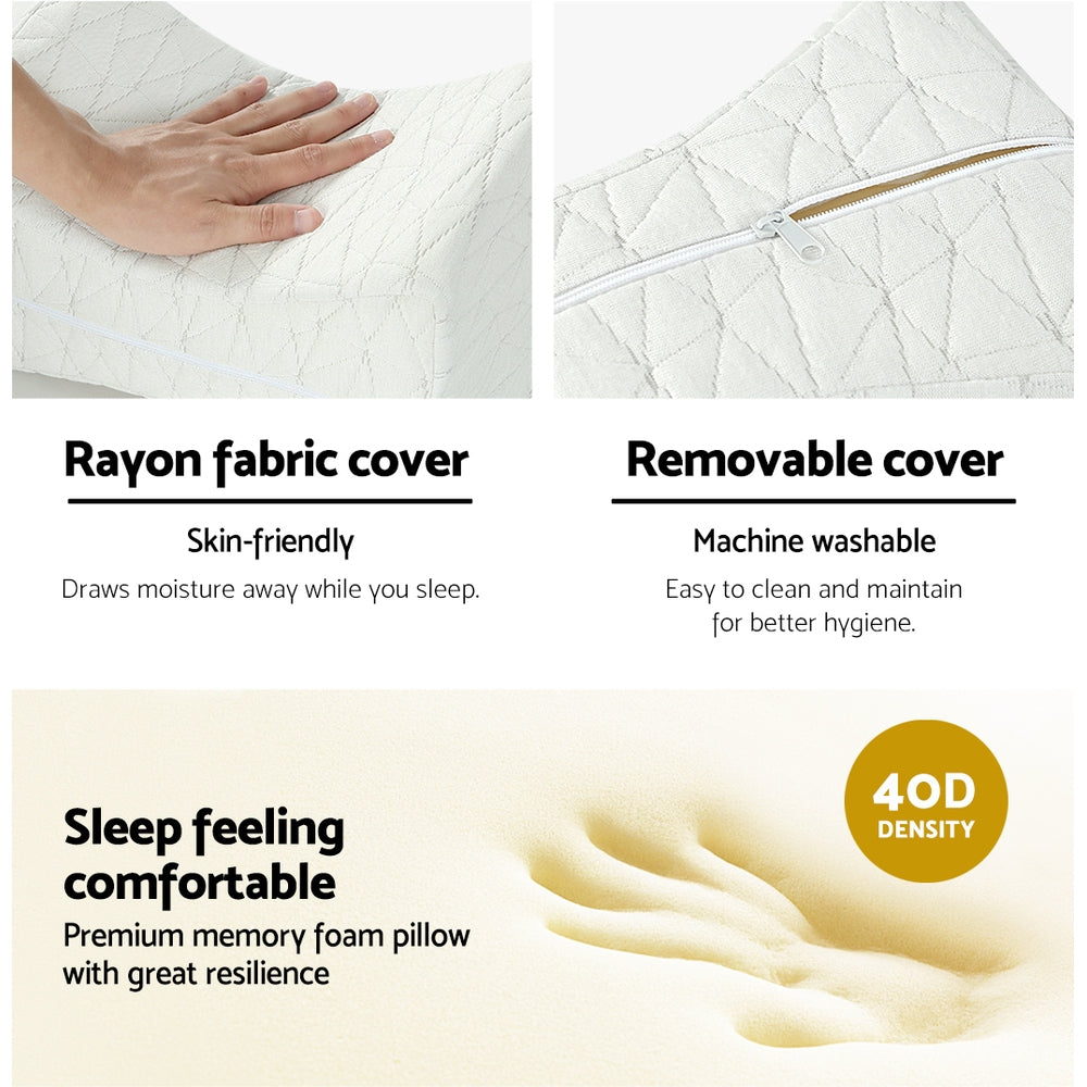 Ortho Memory Foam Knee Pillow – White – Standard