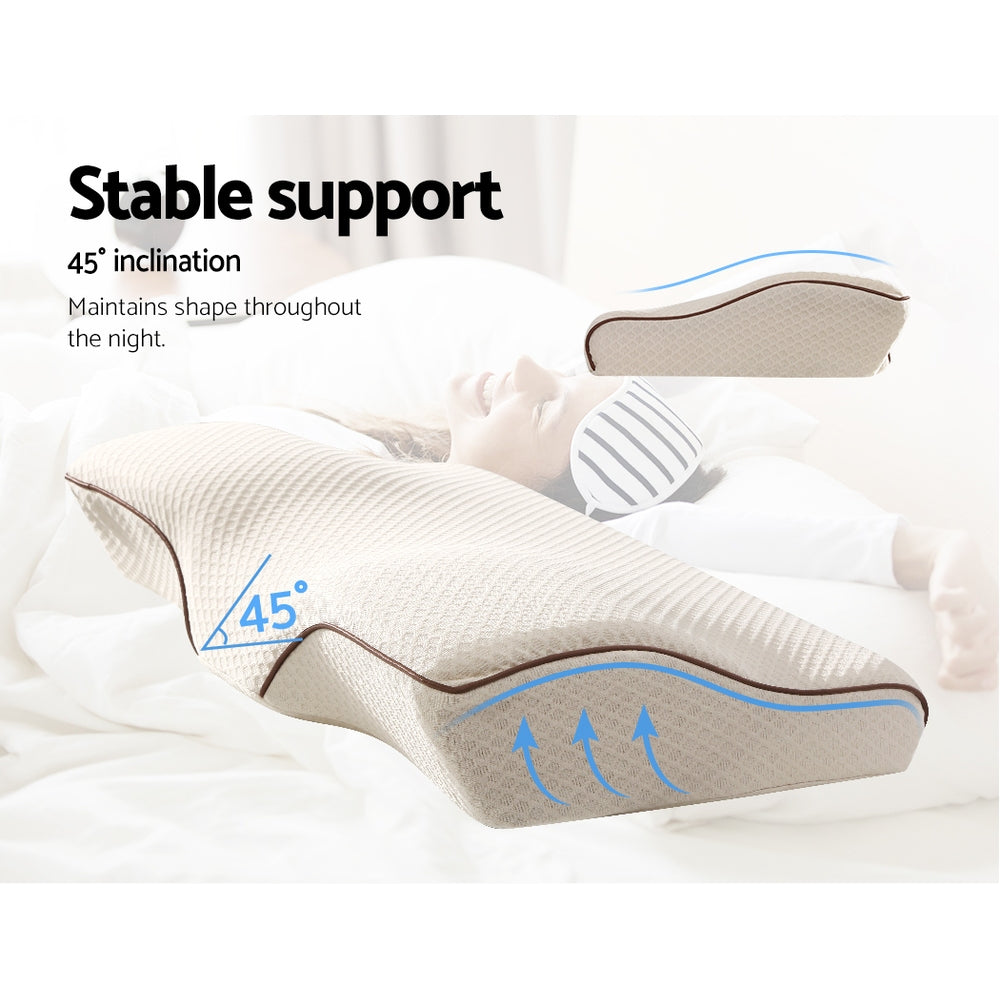 Nara Memory Foam Contour Pillow – Beige / Cream – Standard
