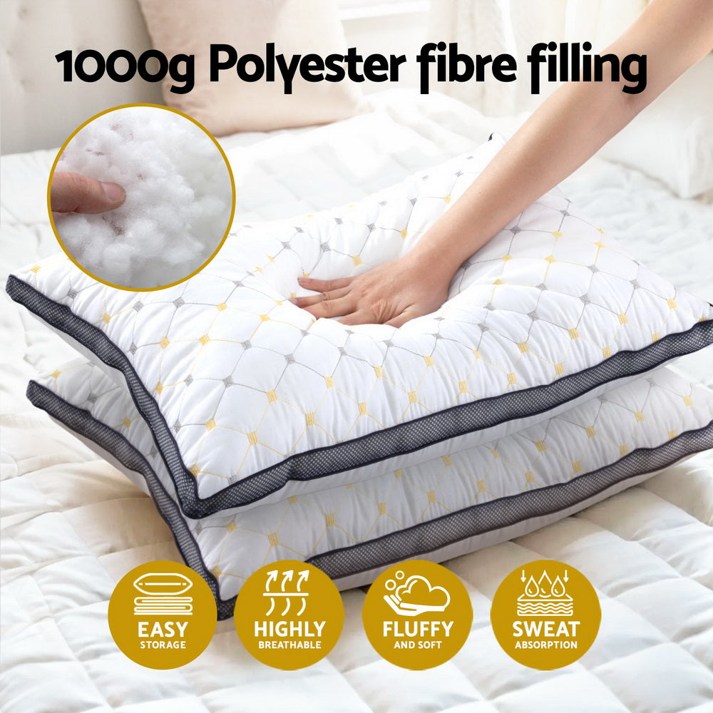 Serene Microfibre Pillows – White – Set of 2