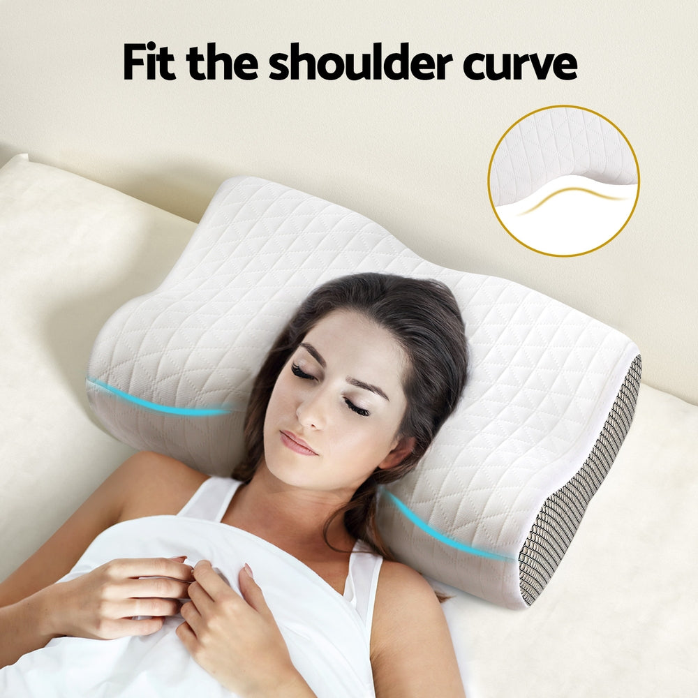 Valeria Memory Foam Contour Pillow – White – Standard