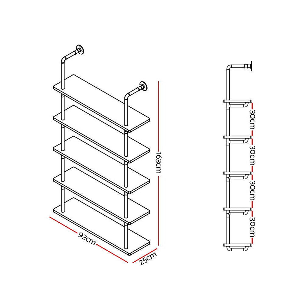 Alderon Industrial Pipe Shelf – Black – 5 Tier