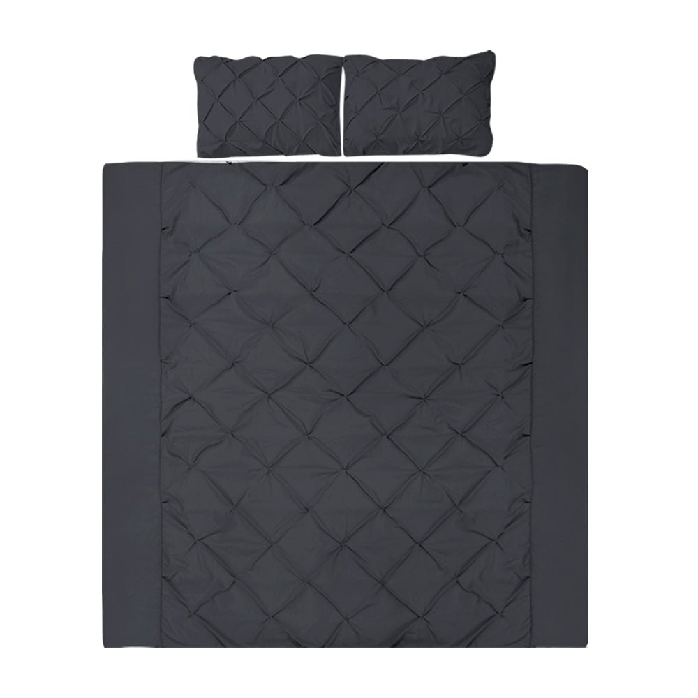 Quilt Cover Set Diamond Pinch Black – King