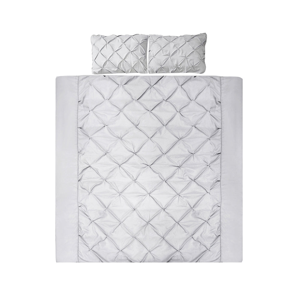 Quilt Cover Set Diamond Pinch Grey – King
