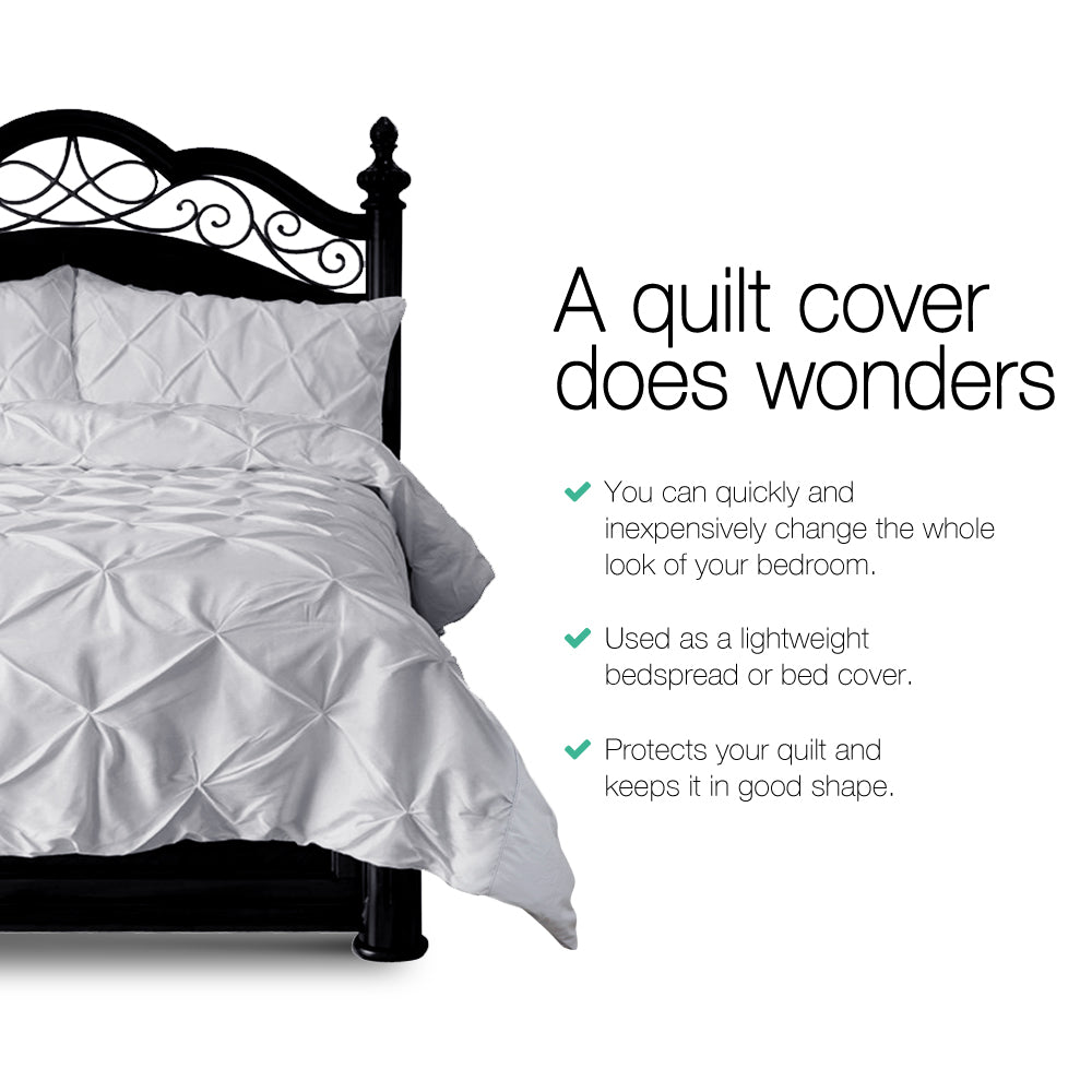Selena Quilt Cover Set Diamond Pinch – Grey – King