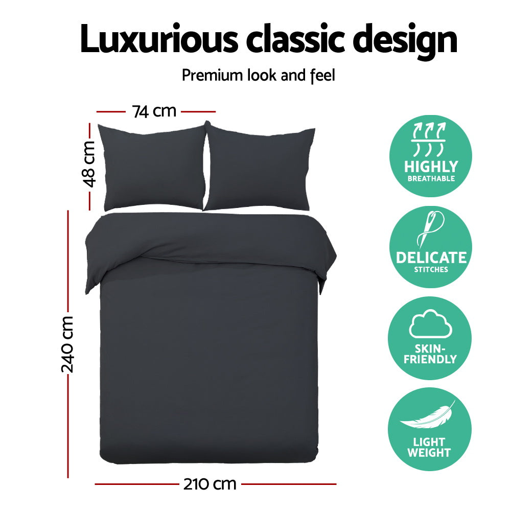 Meridian Quilt Cover Set Classic – Black – King