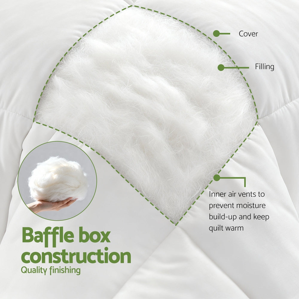 Nova Bamboo Quilt – White – Queen