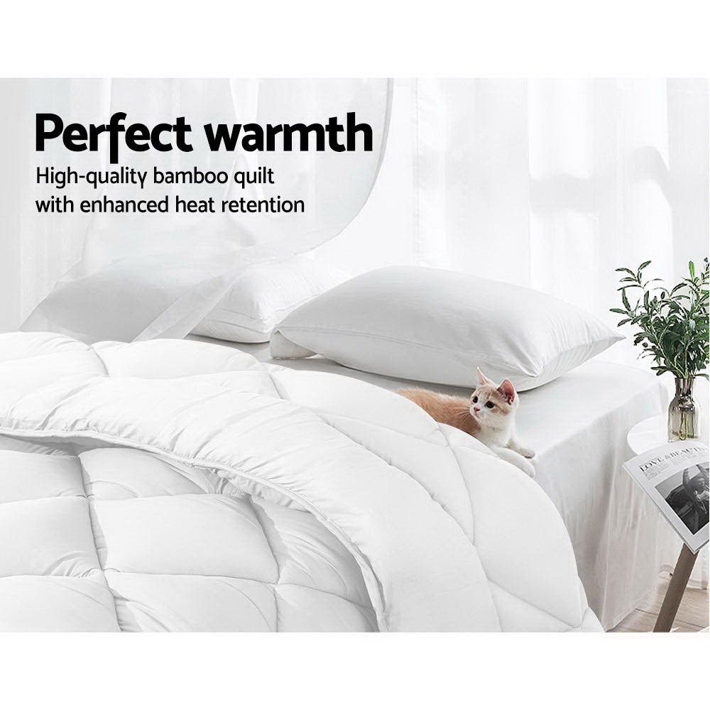 Nova Bamboo Microfibre Quilt – White – Queen